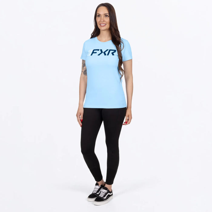 FXR Womens Mitered Premium T-Shirt - Sky Blue/Navy, view 4