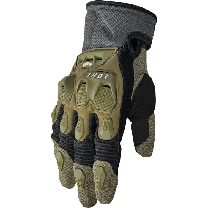 Thor Mens Terrain Gloves - Army/Charcoal - Front