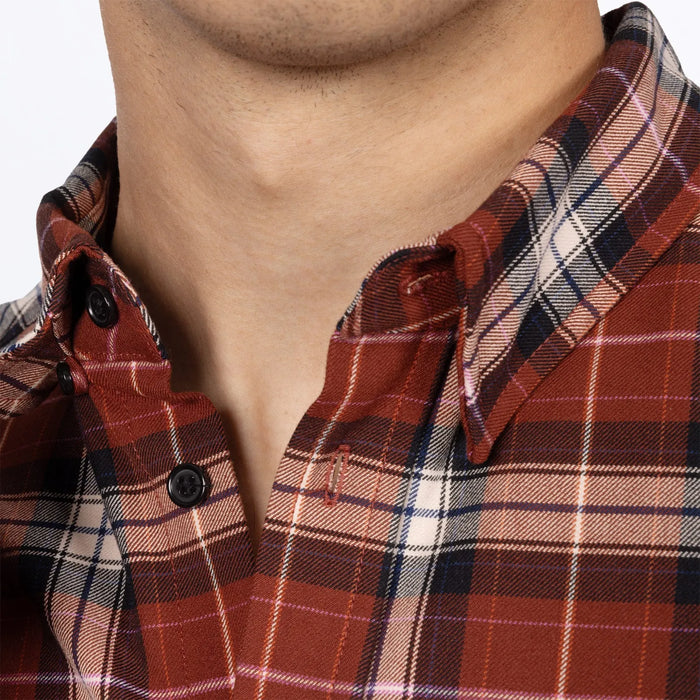 FXR Mens HD Flannel Shirt - Maroon/Navy, view 5
