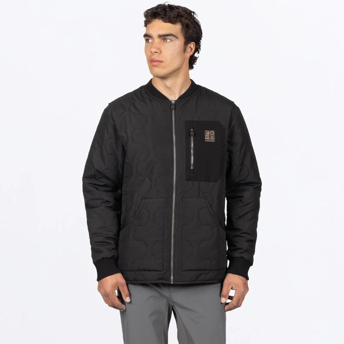 FXR Mens Rig Quilted Jacket - Black, front view