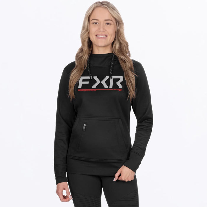 FXR Womens Hydrogen Tech Pullover Hoodie - Black/Red, front view