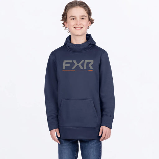 FXR Youth Hydrogen Tech Pullover Hoodie - Midnight/Orange, front view