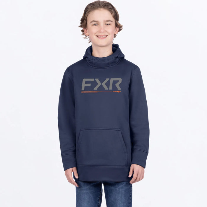 FXR Youth Hydrogen Tech Pullover Hoodie - Midnight/Orange, front view