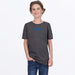FXR Youth Pedigree Premium T-Shirt - Char Heather/Blue, front view