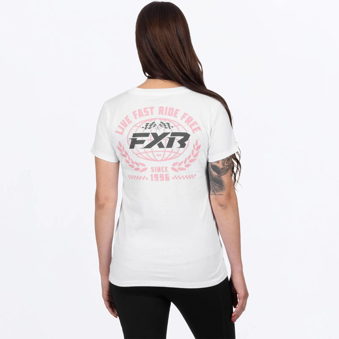 FXR Womens Worldwide Premium T-Shirt - White/Dusty Rose, view 3