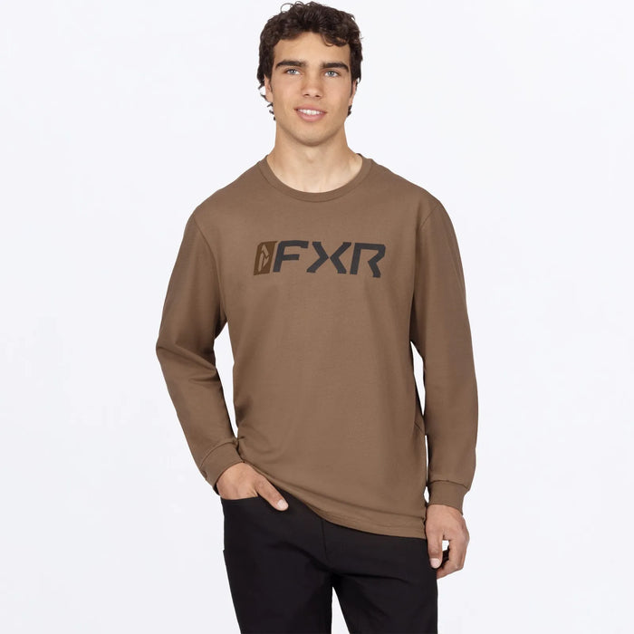 FXR Mens Mitered Premium Longsleeve - Teak/Black, front view