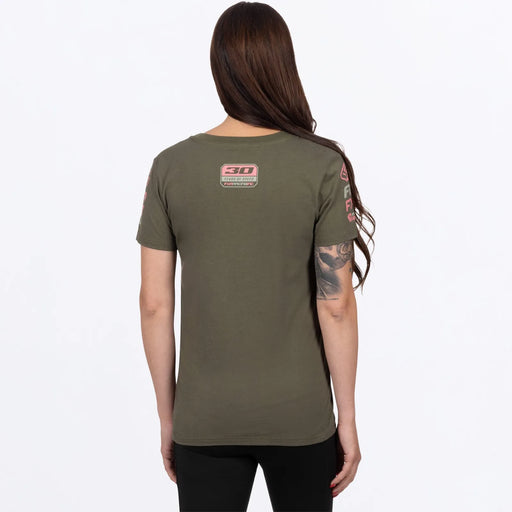 FXR Womens Race Division Premium T-Shirt - Army/Dusty Rose, view 2