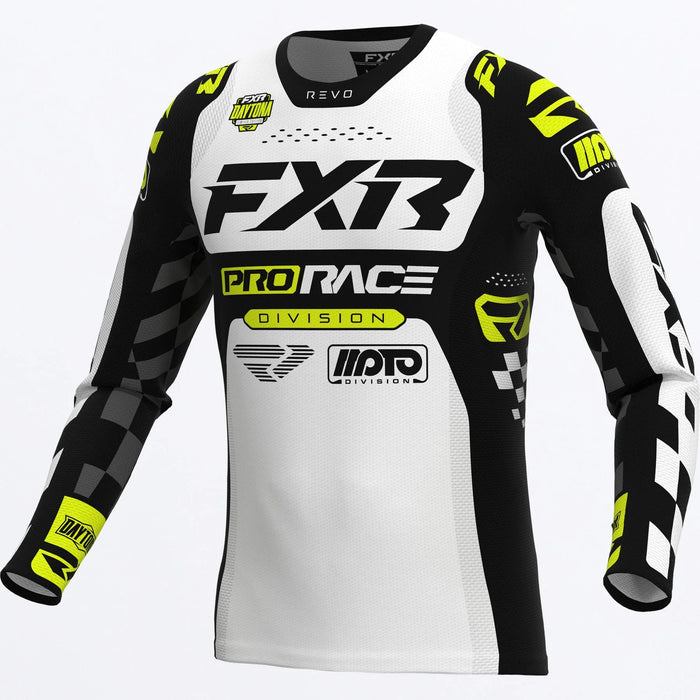 FXR Revo Daytona MX Jersey - Black/White/HiVis, front view