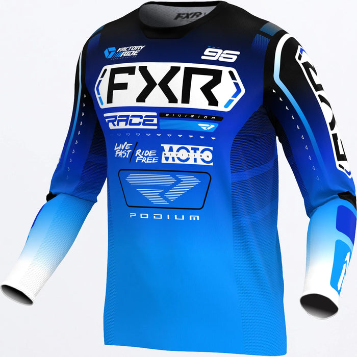 FXR Podium MX Jersey 2025 - Blue/White, front view