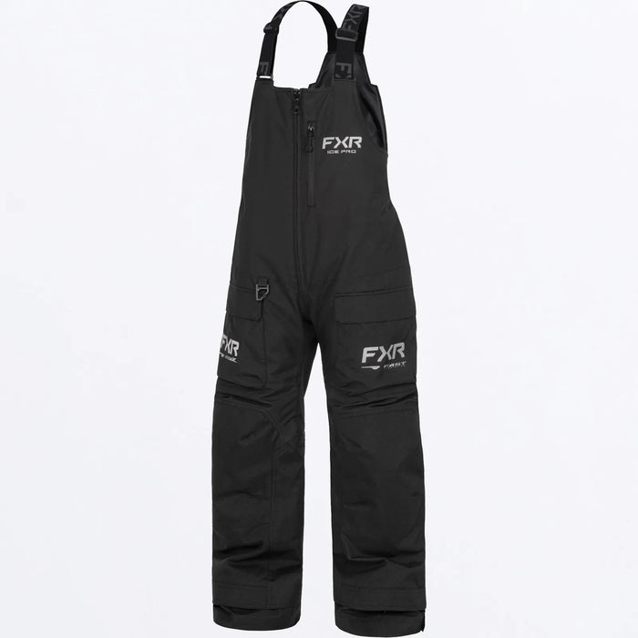 FXR Child Excursion FX Bib Pant - Black, front view