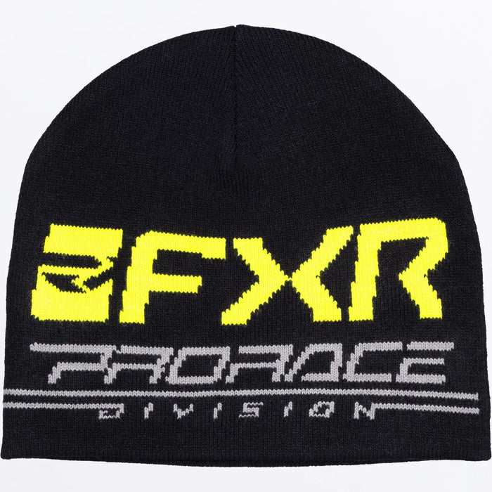 FXR Race Division Beanie - Black/HiVis, front view