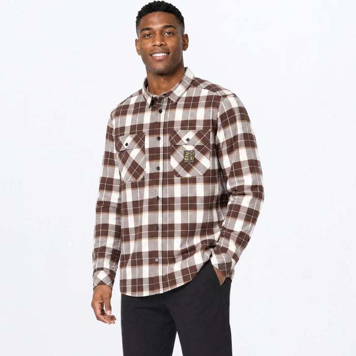 FXR Mens HD Flannel Shirt - D. Cedar/Sand, front view