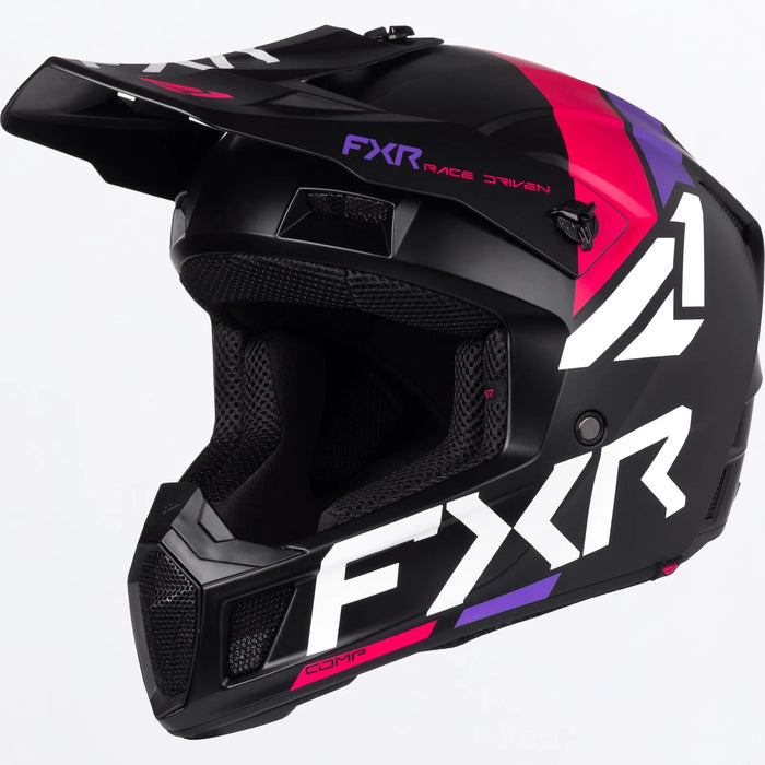 FXR Clutch MX Helmet - Razz/Lavender, front view