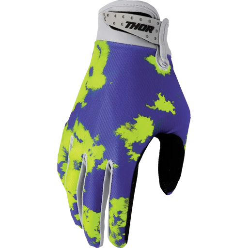 Thor Youth Launchmode Gloves - Bleach Gray/Acid - Front