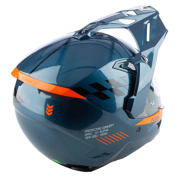 Klim X1 Alpha Helmet ECE/DOT - Gloss Concept Petrol - Strike Orange