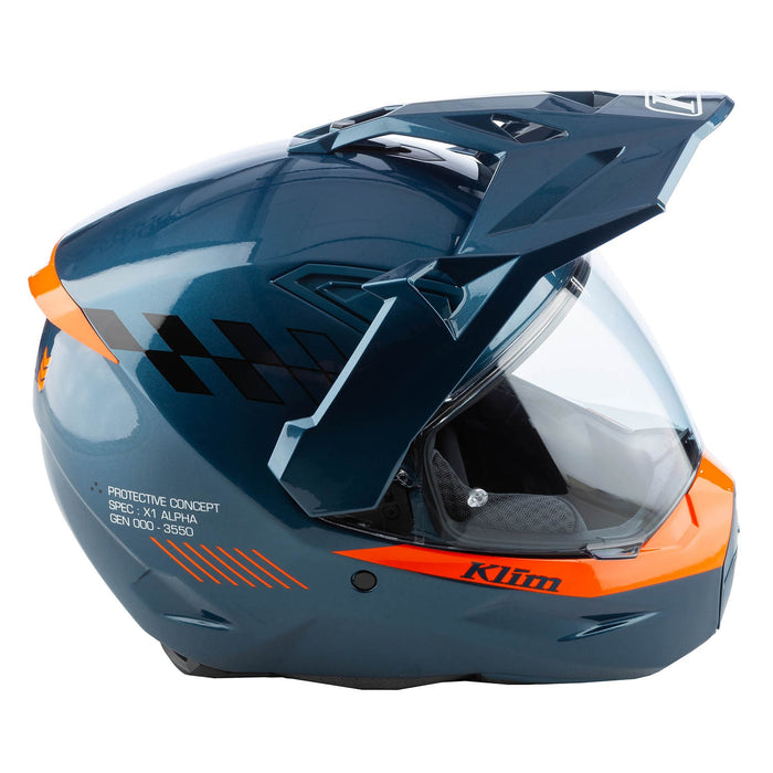 Klim X1 Alpha Helmet ECE/DOT - Gloss Concept Petrol - Strike Orange
