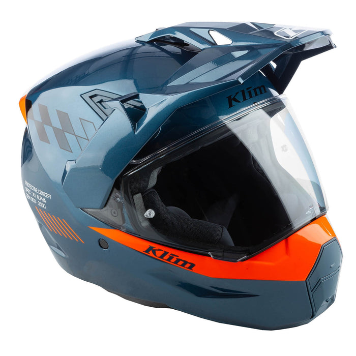 Klim X1 Alpha Helmet ECE/DOT - Gloss Concept Petrol - Strike Orange