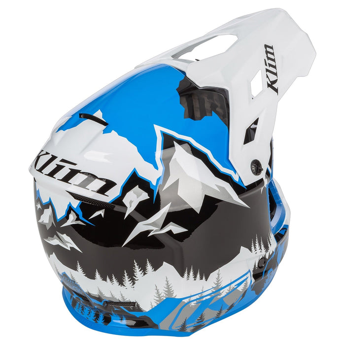 Klim F3 Carbon Helmet ECE - Non-Current - DNA Electric Blue Lemonade - White, view 2
