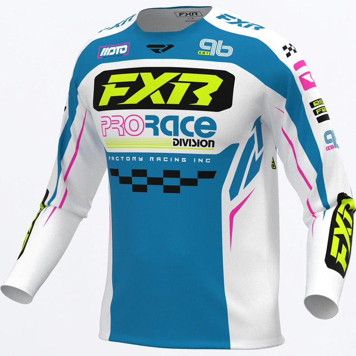 FXR Clutch Pro MX Jersey 2027 - Cerulean/White/Pink, front view