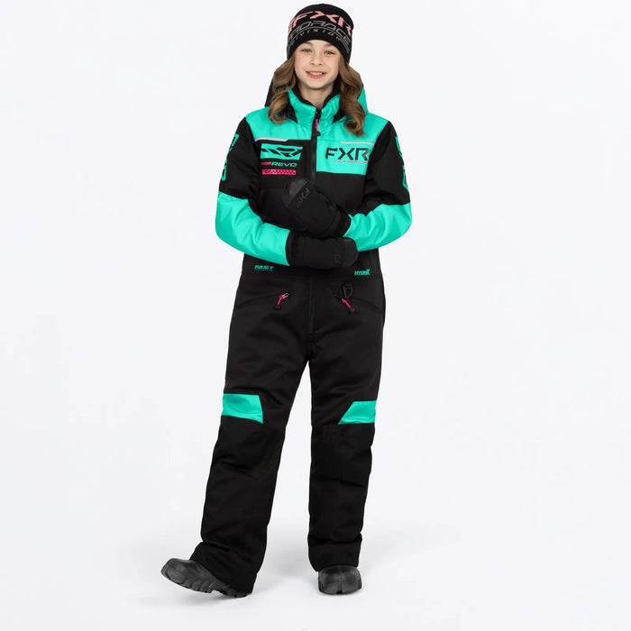 FXR Youth Revo Monosuit - Black/Mint/Razz, view 2