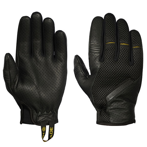 Helgrade Mens Beckford Leather and Mesh Gloves - Black