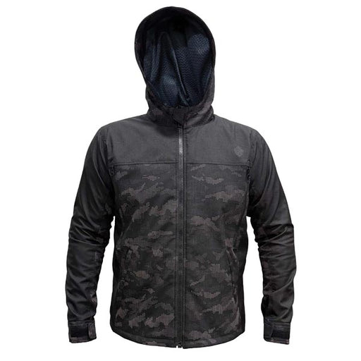 Helgrade Mens Teller Reflective Moto Hoody Jacket - Grey Camouflage