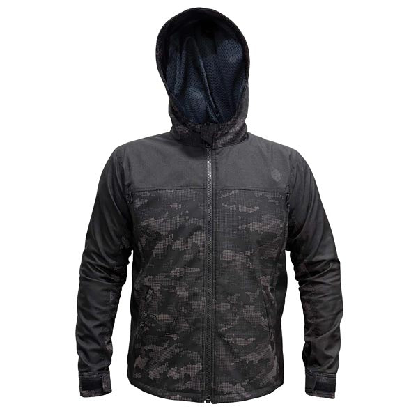 Helgrade Mens Teller Reflective Moto Hoody Jacket - Grey Camouflage