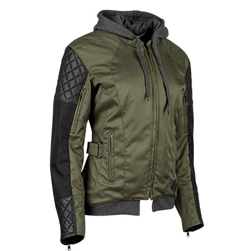 Speed & Strength Womens Double Take Textile Motorcycle Jacket - Olive