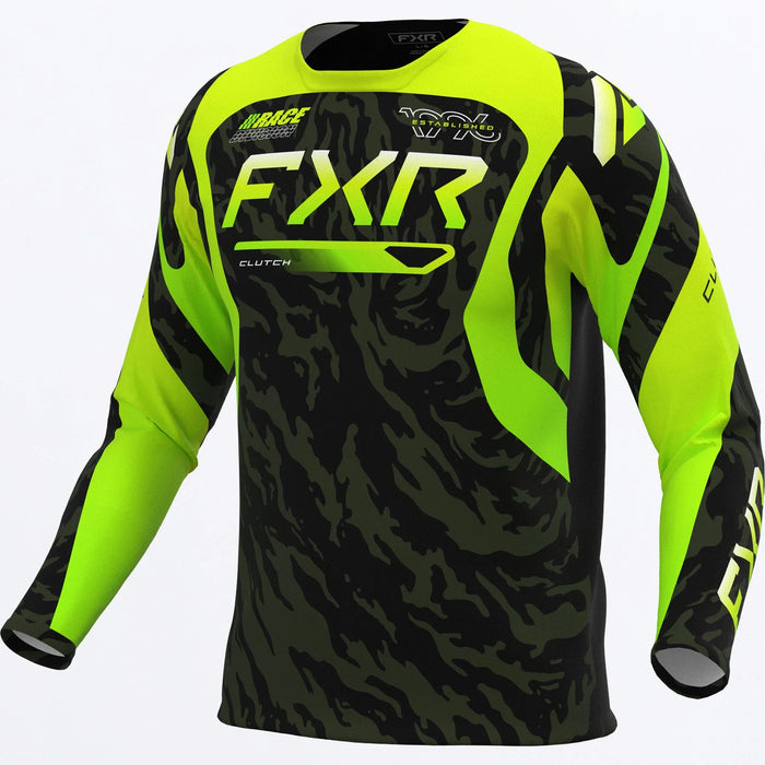 FXR Youth Clutch MX Jersey 2027 - Army/Lime/Black, front view