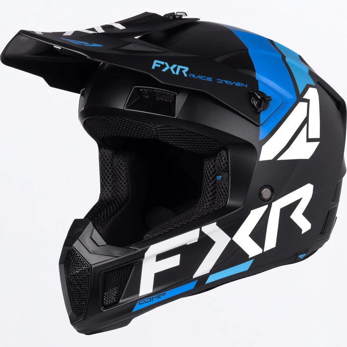 FXR Clutch MX Helmet - Blue/Cyan, front view