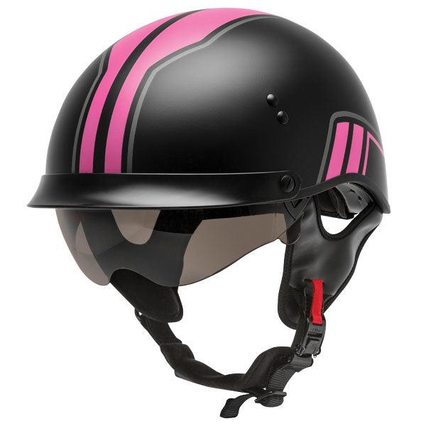 GMAX HH-65 Full Dressed Half Helmet - Black/Pink