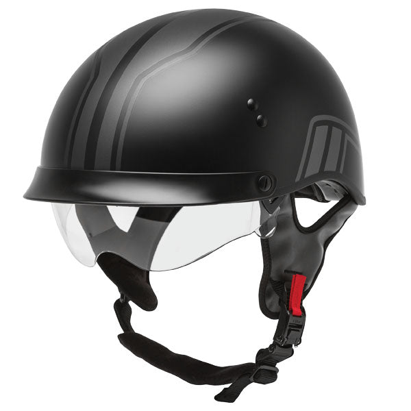 GMAX HH-65 Full Dressed Half Helmet - Black/Silver