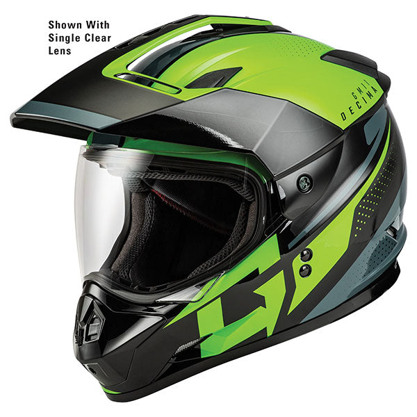 GMAX GM11 Decima Dual Sport Snow Helmet with Double Lens - Green