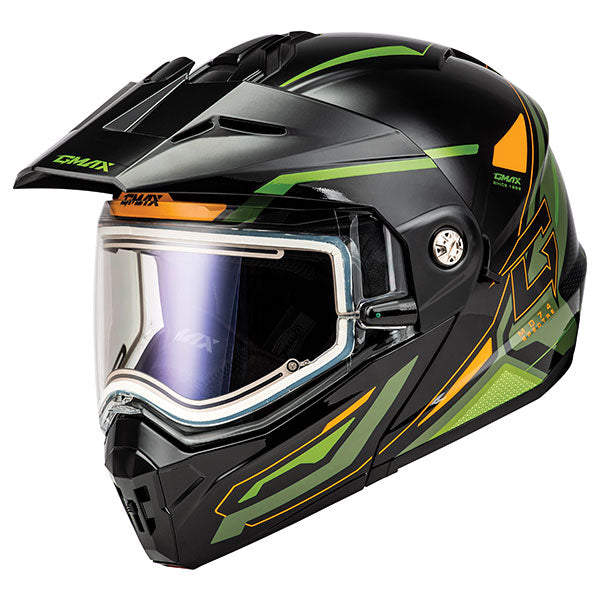 GMAX MD74 Spectre Modular Full Face Snow Helmet with Electric Lens - Olive/Orange