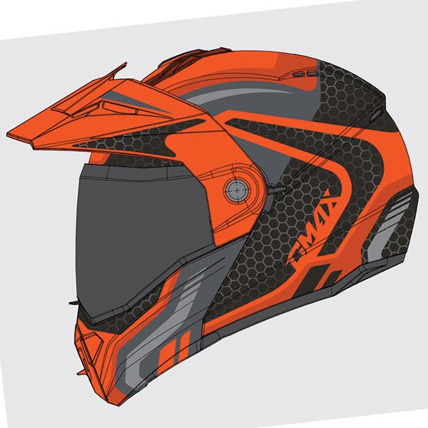 GMAX MD74 Lancer Modular Full Face Snow Helmet with Double Lens - Orange