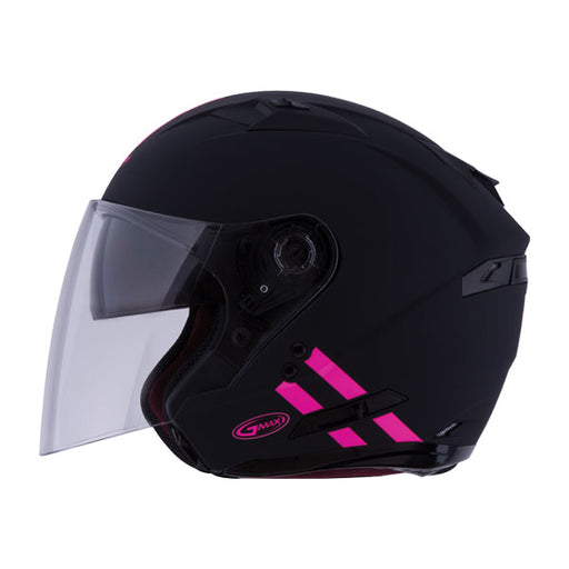 GMAX OF77 Downey Open Face Helmet - Black/Pink