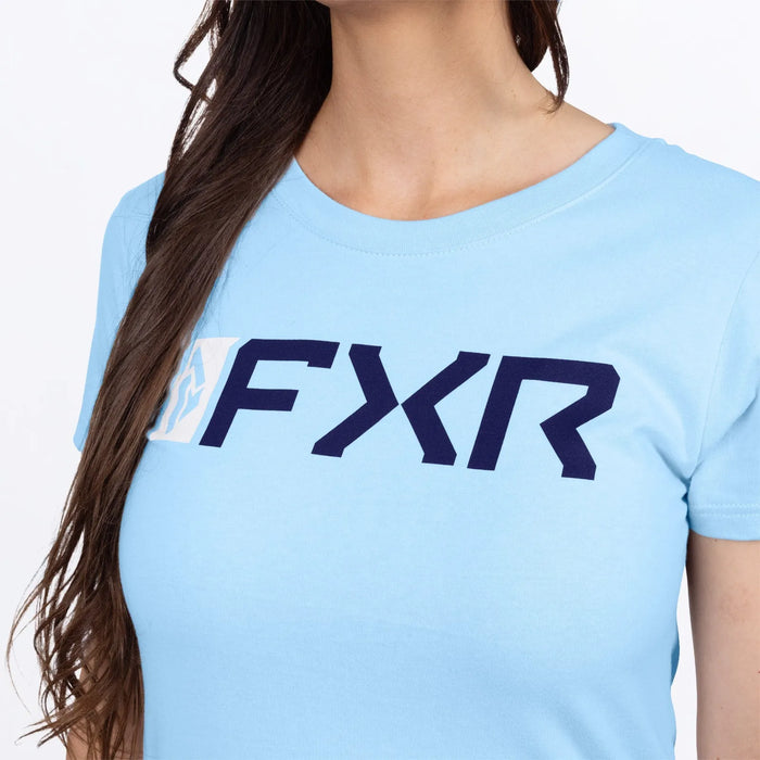 FXR Womens Mitered Premium T-Shirt - Sky Blue/Navy, view 5