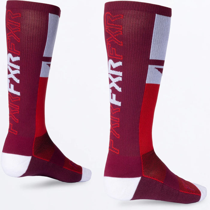 FXR Moto Sock - Red/Maroon/White, view 4