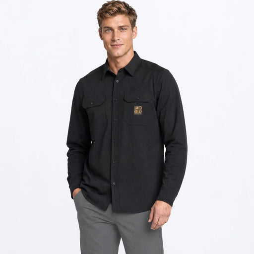 FXR Mens HD Flannel Shirt - Black, front view