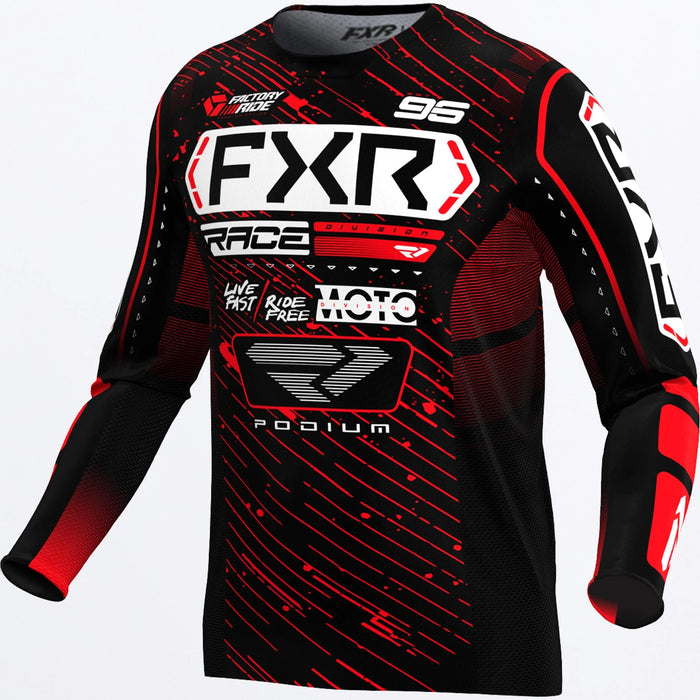 FXR Podium MX Jersey 2025 - Black/Red, front view