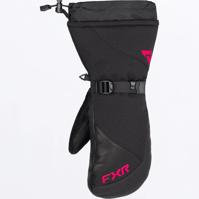 FXR Womens Hybrid Combat Mitt - Black/Razz, front view