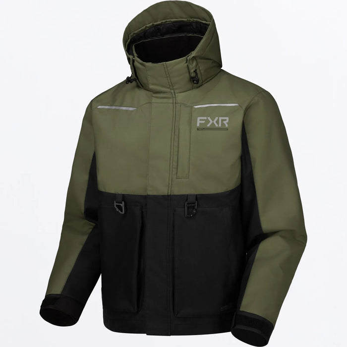 FXR Mens Evolution FX Jacket - Black/Moss, front view