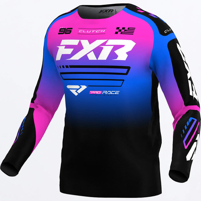 FXR Clutch MX Jersey 2025 - Black/Blue/Pink, front view
