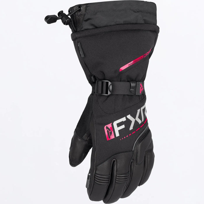 FXR Womens Fusion Glove 2027 - Black/Razz, front view