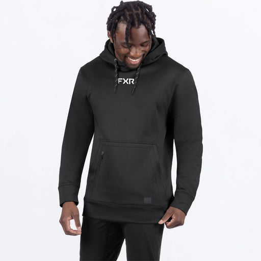 FXR Mens Brandable Tech Pullover Hoodie - Black, front view