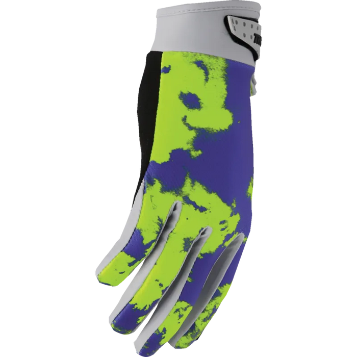 Thor Youth Launchmode Gloves - Bleach Gray/Acid - Front
