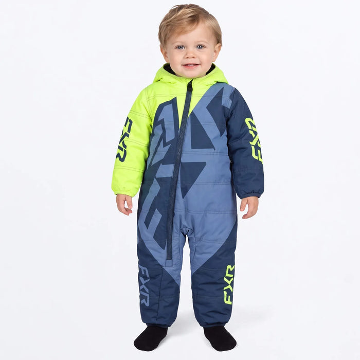 FXR Infant Kicker Snow Suit - Steel/HiVis, front view