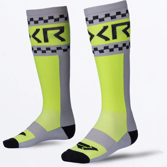FXR Moto Sock - Grey/HiVis, front view