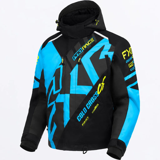 FXR Mens Cold Cross CX Jacket - Blue/HiVis/Black, front view