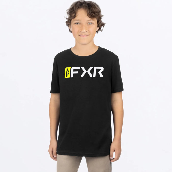FXR Youth Mitered Premium T-Shirt - Black/HiVis, view 2